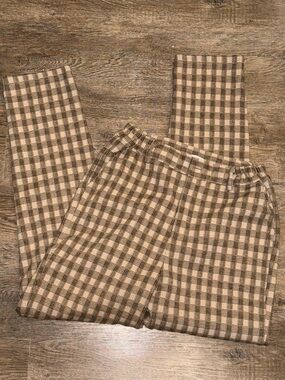 Checked Trousers in Beige and Brown
